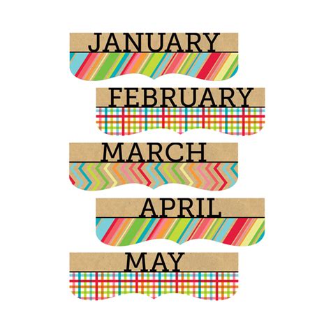 Toocute Collection Monthly Calendar Headers 5 X 16 Inches Multi
