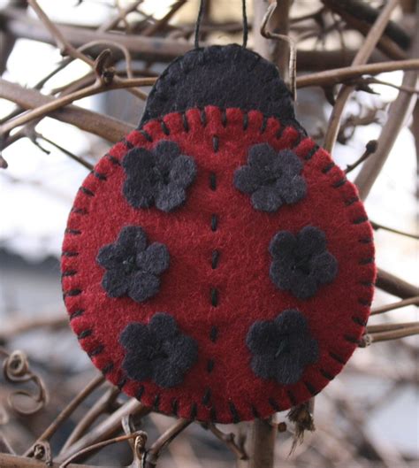 Lady Bug Ornament Wool Felt Decoration
