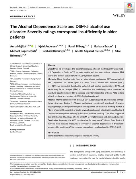 Pdf The Alcohol Dependence Scale And Dsm 5 Alcohol Use Disorder Severity Ratings Correspond