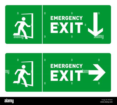 Vector Template Safety Signs Emergency Exit Signs With Arrows Stock