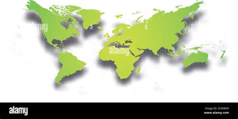 Map Of World Simple Green Gradient Silhouette With Dropped Shadow