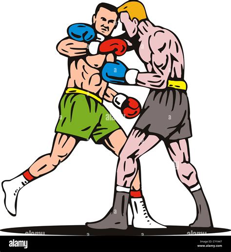 Illustration Of A Boxer Connecting A Knockout Punch Retro Style