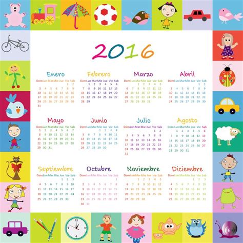 Calendario 2016 Infantil En Español Y Editable Kids Calendar