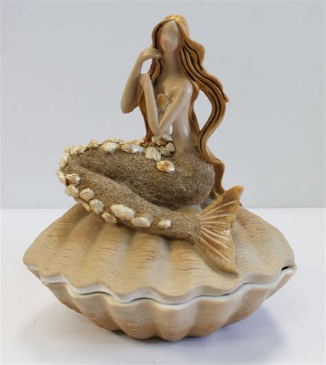 Mermaid On Clam Shell Trinket Box Nautical Sea Beauty Jewelry Box