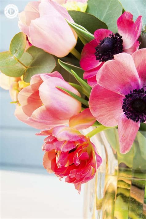 Fresh Spring Bouquet With Anemones Tulips And Eucalyptus Country Hill