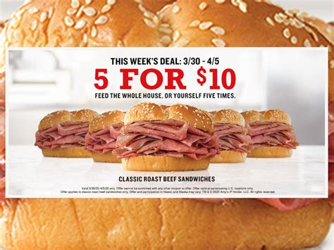 Arbys Offers 5 Classic Roast Beef Sandwiches For 10 Through April 5 2020 Chew Boom