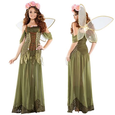 S Xxl Adult Deluxe Tinker Bell Costume Woodland Green Rose Fairy