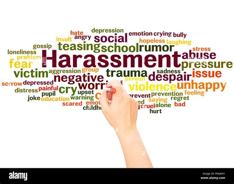 Harassment Word Cloud Hand Writing Concept On White Background Stock