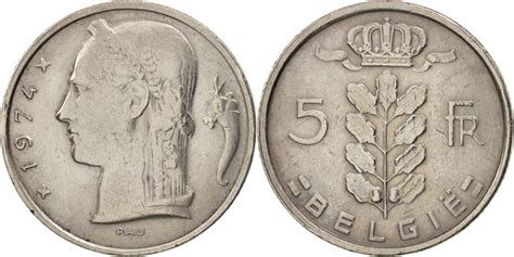 Belgium 5 Francs 5 Frank 1974 Copper Nickel Km1351 European