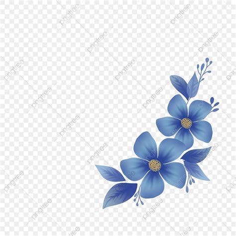 Stiker Bunga Untuk Bingkai Bagian Satu Png Bunga Biru Seni Biru Biru