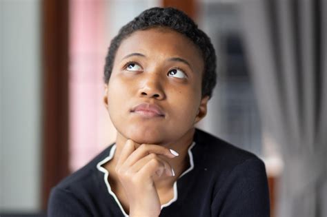 Premium Photo Thoughtful Black Woman Thinking Planning Portrait Of