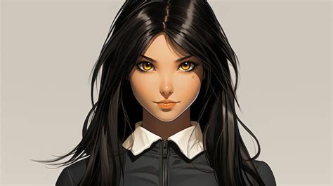 Premium Ai Image A Woman With Long Black Hair And Yellow Eyes