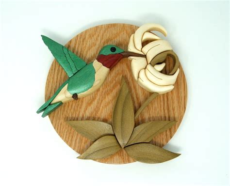 Hummingbird Wood Art Intarsia Style Woodworking Etsy Wood Art