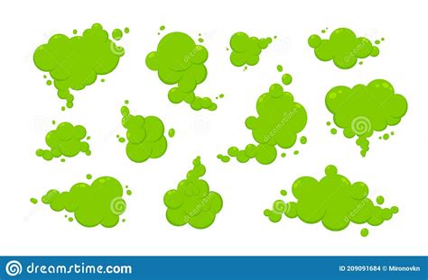 Smelling Green Cartoon Fart Cloud Flat Style Design Vector Illustration