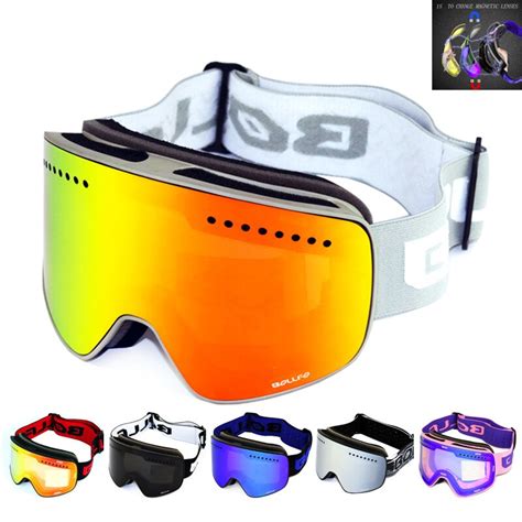 Ski Goggles With Magnetic Double Layer Polarized Lens Skiing Anti Fog Uv400 Snowboard Goggles