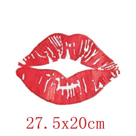 1pcs Sequin Sexy Red Lip Patch Cute Kiss Diy Big Embroidered Patches