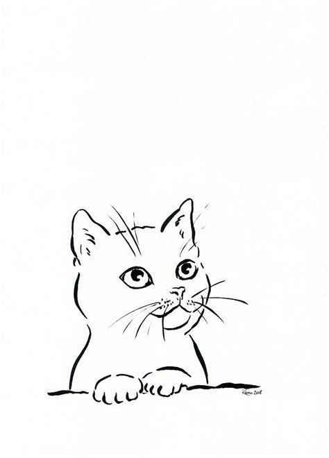 Cute Cat Pen And Ink Drawing Drawing By Karen Kaspar Pixels