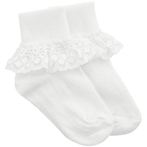 Girls White Frilly Lace Soft Ankle Socks Christening Wedding