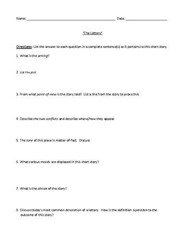 For the following questions, choose the best answer or respond in complete sentences. The Lottery Worksheet Answers