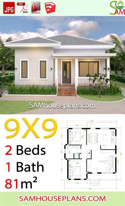 Small House Plans 9x7 With 2 Bedrooms Gable Roof Samhouseplans E35