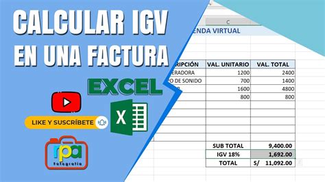 Taller De Excel Calcular IGV En Una Factura 1 YouTube