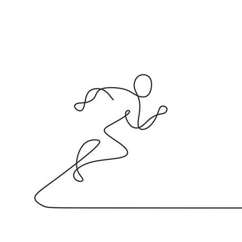 One Line Drawing Person Running Minimalism Line Art Continuous Hand