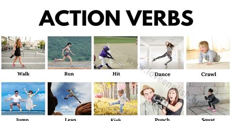 Action Verbs 30 Common Action Words In English With Examples Love