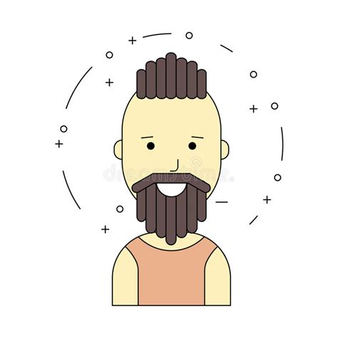 Smiling Man With Beard Flat Style Icon Male Character Man Face Stock