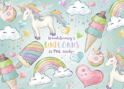 Watercolor Unicorns Clipart Graphic By Dandelionery · Creative Fabrica