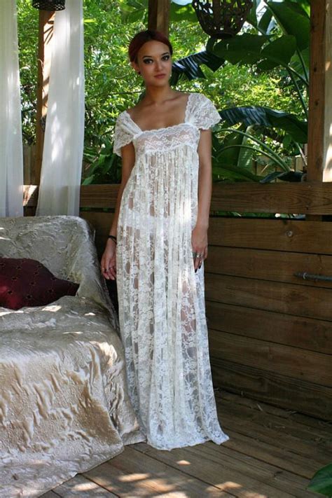 Sheer Lace Bridal Nightgown Wedding Lingerie Romance Boudoir Honeymoon
