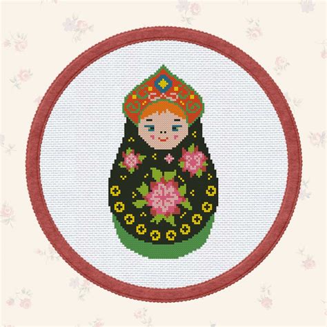 211w x 143h project size: Black Matreshka free cross stitch pattern | Cross stitch ...
