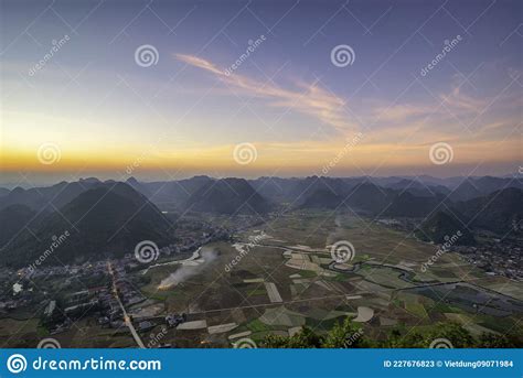 Rice Field In Harvest Time In Bac Son Valley Lang Son Vietnam Stock