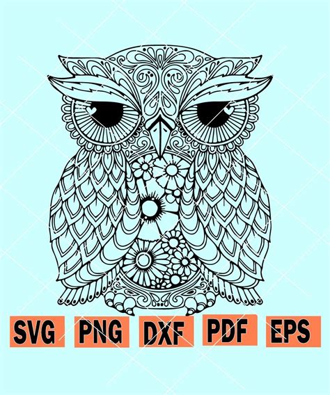 Home Improvement Owl Mandala Svg Zentangle Owl Svg Intricate Svg File