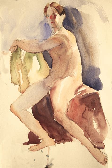 Male Nude Study Watercolor Painting 1589