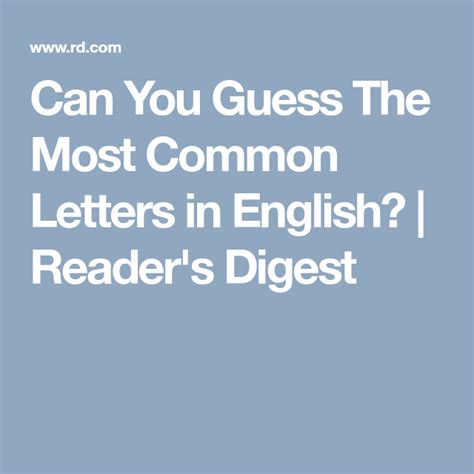 The Words Can You Guess The Most Common Letters In English Reader S Digest