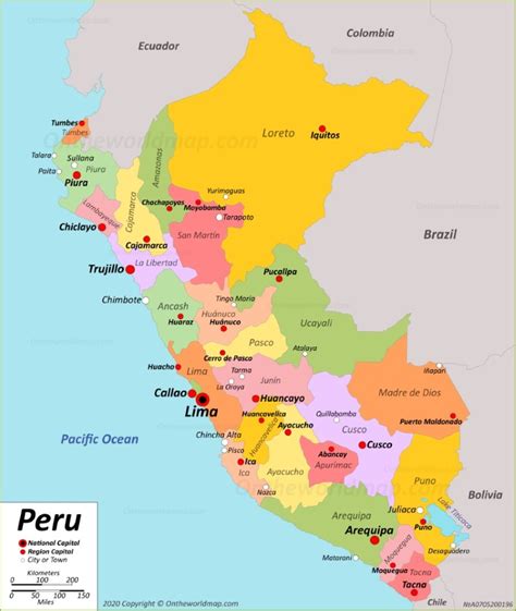 Map Of Peru Pisco Bolivia Ecuador Peru Map Cities In South America