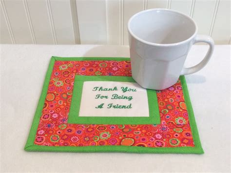 Friend Mug Rug, Thank You For Being A Friend, Friend Coaster, Snack Mat, Friend Gift, Placemat ...