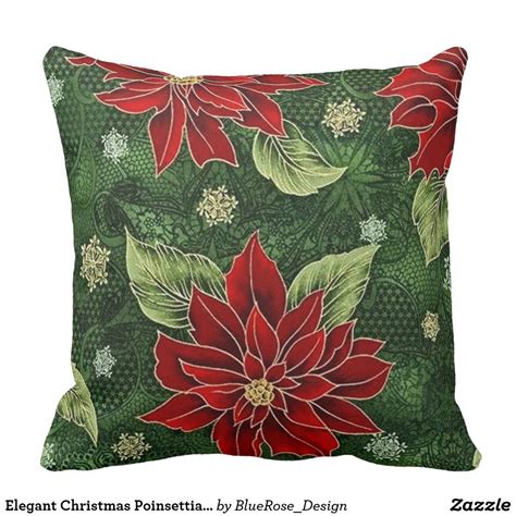 Elegant Christmas Poinsettia Throw Pillow Zazzle Elegant Christmas