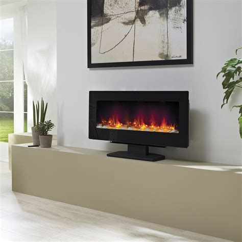 Amari Wall Hung Fire In Black Glass Electric Fires Built In Electric