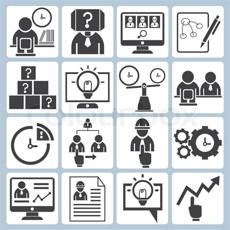 Business Solution And Management Icons Stock Vector Colourbox