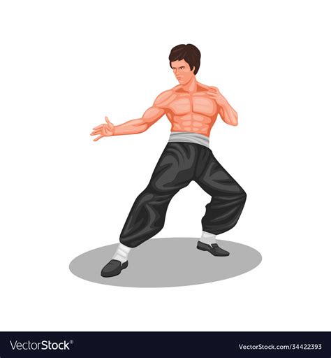 Bruce Lee Martial Art Legend Figure Concept Vector Image
