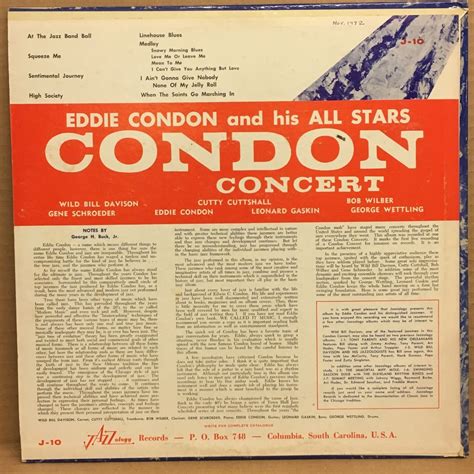 Eddie Condon And His All Stars Condon Concert 2el Plak
