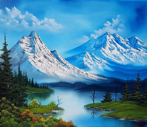 Bob Ross Style Landscape Painting Oil Painting