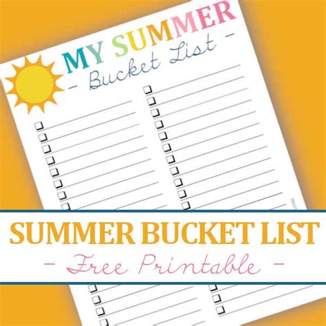 Blank Summer Bucket List Free Printable Diy Home Sweet Home