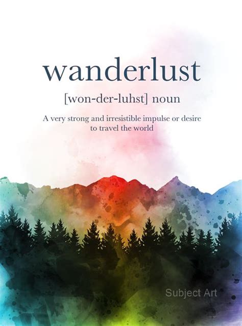 Wanderlust Definition Quote Art Print Travel T Wall Art Home
