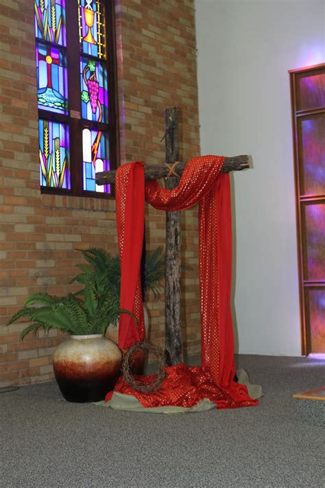 Palm Sunday Old Rugged Cross In Our Church Sanctuary Church Altar