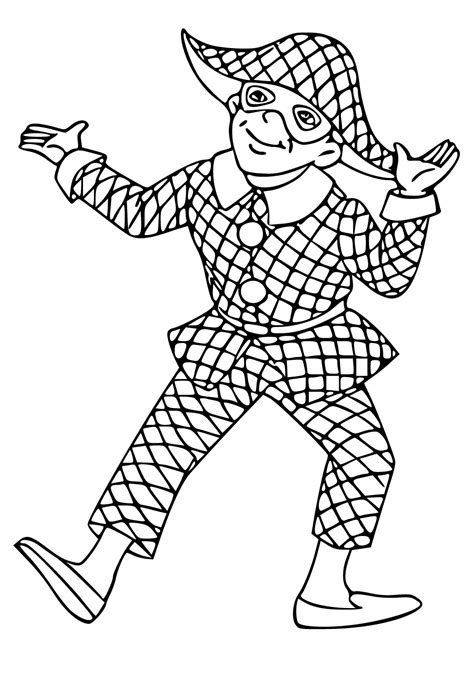 Free Printable Harlequin Costume Coloring Page Sheet And Picture For