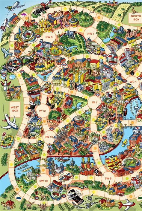 London Map Illustration For A Board Game West Board Game Design