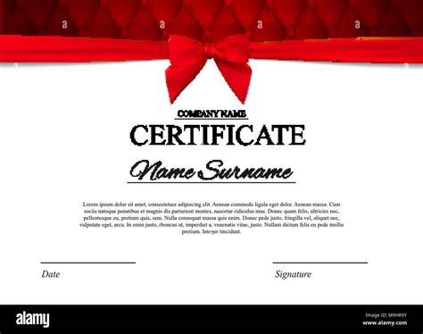 Certificate Template Background With Red Bow Award Diploma Design