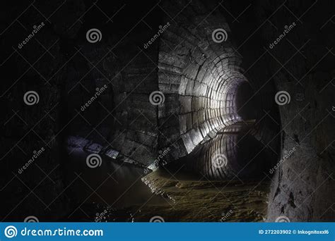 Old Underground Cave Tunnel Filled With Water Stock Photo Image Of
